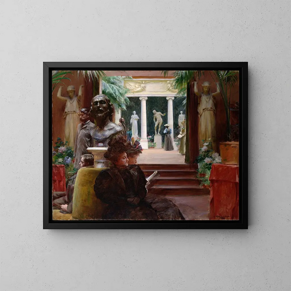 Na wystawie rzeźby - Charles Courtney Curran — oprawiony obraz na ścianie