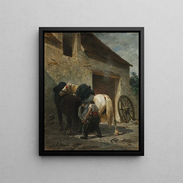 Kuźników - Charles Émile Jacque — oprawiony obraz na ścianie