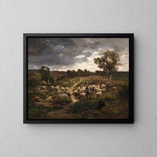 Moutons - Charles Émile Jacque — oprawiony obraz na ścianie