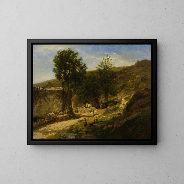 Wejście do wioski - Charles François Daubigny — oprawiony obraz na ścianie