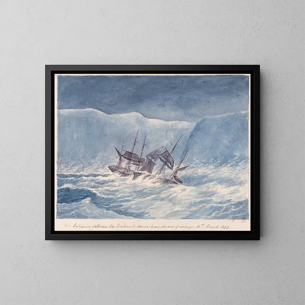Kolizja między Erebus a Terror na wietrze lodowych gór, 13 marca 1842 - Charles Hamilton Smith — oprawiony obraz na ścianie