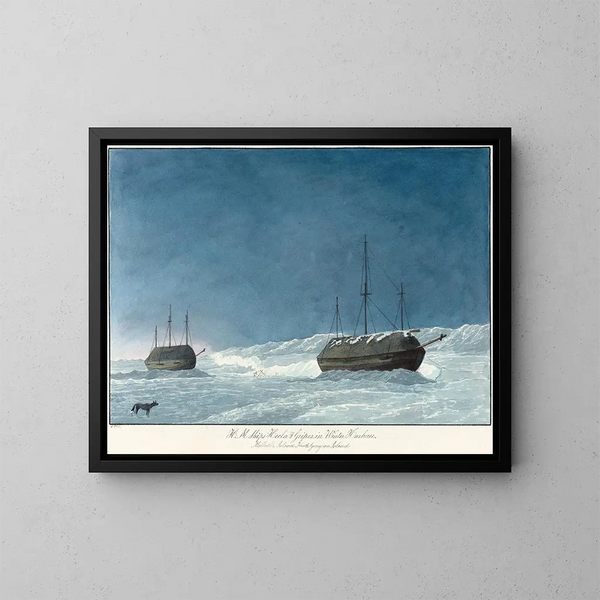 Les navires H M Hecla i Griper w porcie zimowym - Charles Hamilton Smith — oprawiony obraz na ścianie