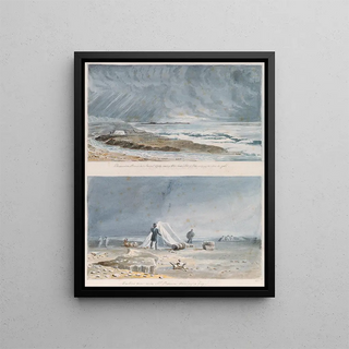 Charles Hamilton Smith - Thunderstorm at Point Ogle near the Mouth of the Thlewechodyeth and Western View near Mount Barrow during a Fog.webp
