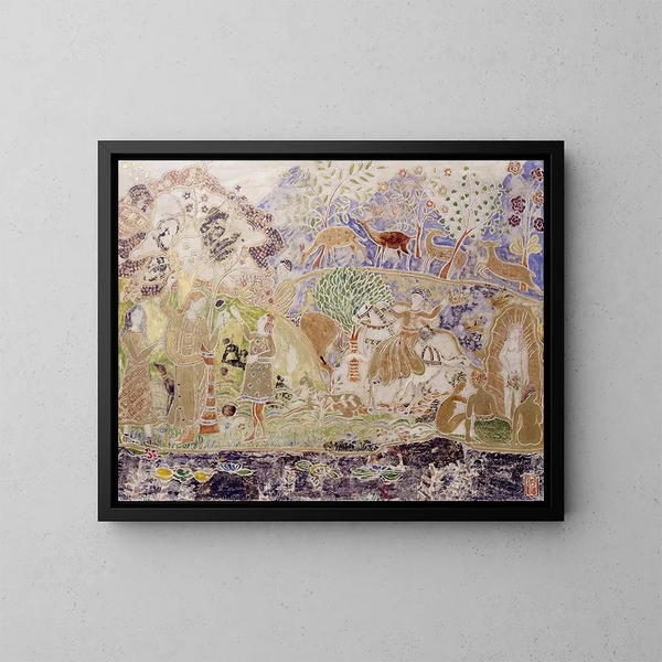 Figures et cerfs - Charles Prendergast — oprawiony obraz na ścianie