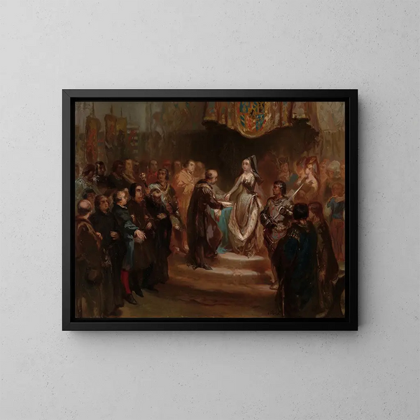 Marie de Bourgogne przyznaje wielkie przywileje w 1477 roku - Charles Rochussen — oprawiony obraz na ścianie