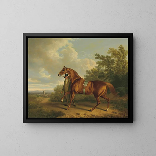Charles Towne - A Chestnut Hunter And His Groom In A Landscape.webp