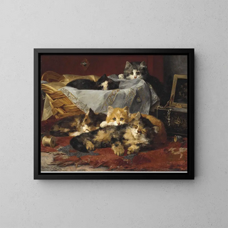 Charles Van Den Eycken - Kittens In A Basket.webp