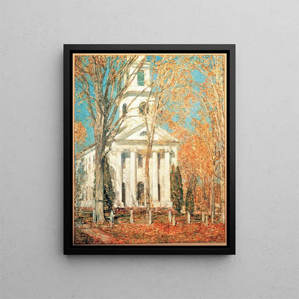 Kościół w Old Lyme, Connecticut - Childe Hassam — oprawiony obraz na ścianie