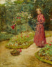 Kobieta krojąca róże w ogrodzie - Childe Hassam — widok dzieła