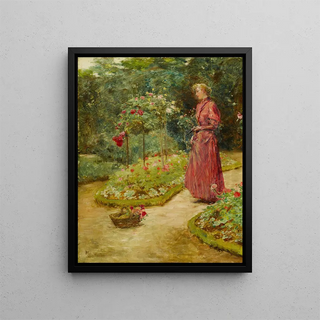 Childe Hassam - Woman Cutting Roses in a Garden.webp