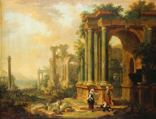 Christian Georg Schtz the elder - Landscape with Ancient Ruins and a Column.webp