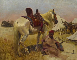 Christian Georg Speyer - Cavalier arabe et son cheval au camp.webp