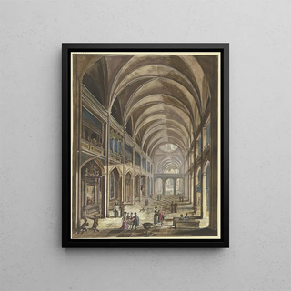 Christian Stcklin - Blick In Ein Kircheninneres Mit Barockausstattung Viele Figuren Als Staffage.webp