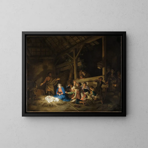 L'Adoration des bergers - Christian Wilhelm Ernst Dietrich — oprawiony obraz na ścianie