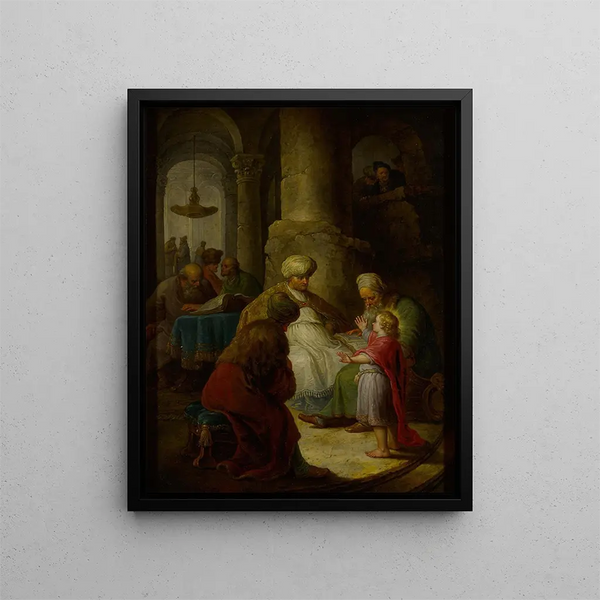 Młody Chrystus wśród uczonych w świątyni - Christian Wilhelm Ernst Dietrich — oprawiony obraz na ścianie