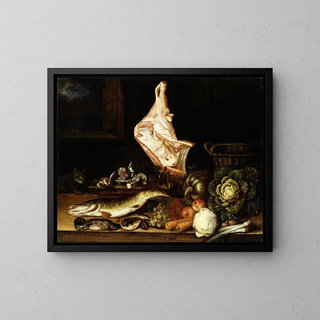 Christian von Thum - Still Life with a Joint of Veal Greens and Fish.webp