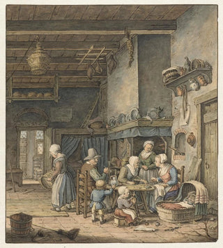 Christina Chalon - Interieur met boerenfamilie rond tafel.webp
