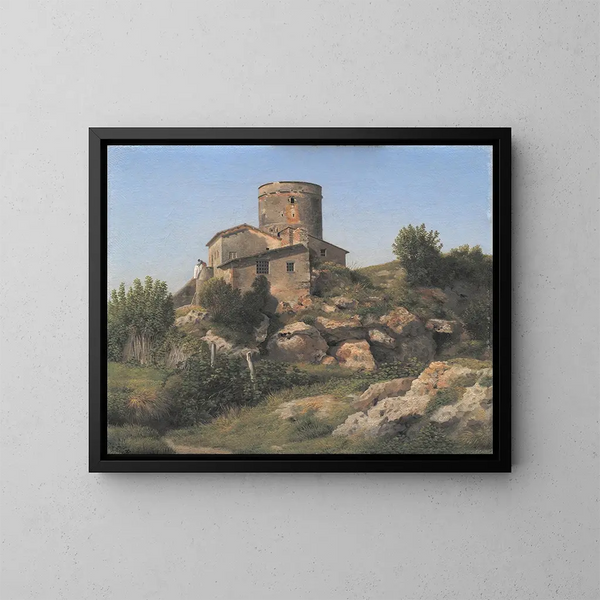 Budynek w pobliżu Tor di Quinto, w okolicach Rzymu - Christoffer Wilhelm Eckersberg — oprawiony obraz na ścianie