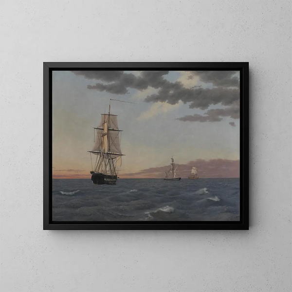 La Corvette Galathea à l'ancre pour envoyer de l'aide au brick Saint Jean - Christoffer Wilhelm Eckersberg — oprawiony obraz na ścianie