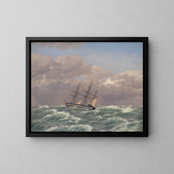 La Corvette Galathea dans une tempête en mer du Nord - Christoffer Wilhelm Eckersberg — oprawiony obraz na ścianie