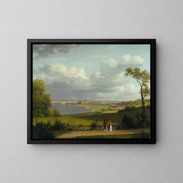 Widok na północ z zamku Kronborg - Christoffer Wilhelm Eckersberg — oprawiony obraz na ścianie