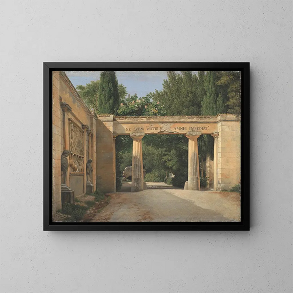 Widok na ogród willi Borghese w Rzymie - Christoffer Wilhelm Eckersberg — oprawiony obraz na ścianie