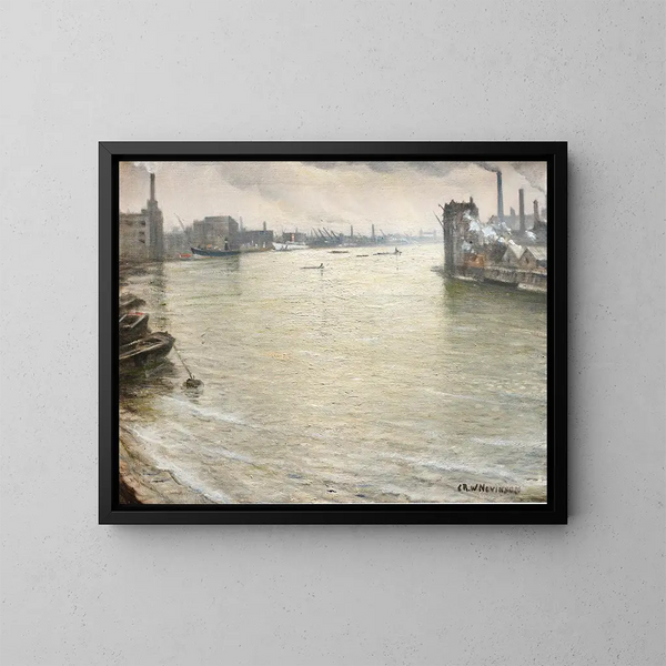 La Tamise widok na Tower of London - Christopher R W Nevinson — oprawiony obraz na ścianie