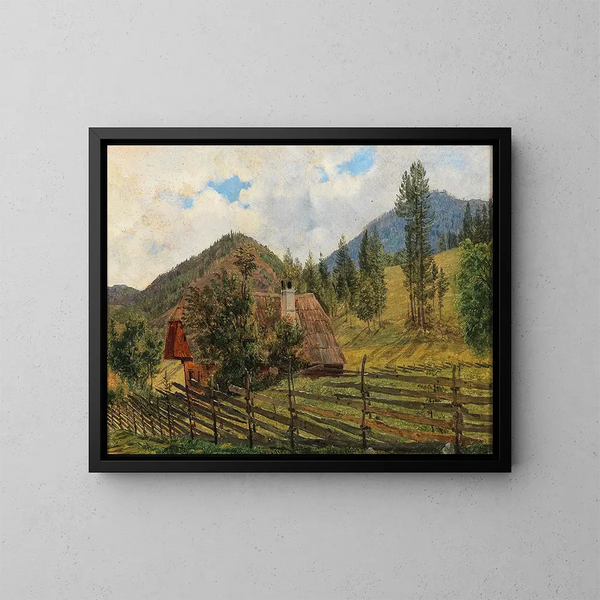 Scena w Mrzsteg - Krąg Friedricha Gauermanna — oprawiony obraz na ścianie
