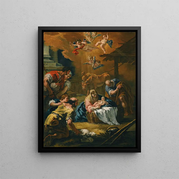 L'Adoration des bergers - Cercle de Sebastiano Ricci — oprawiony obraz na ścianie
