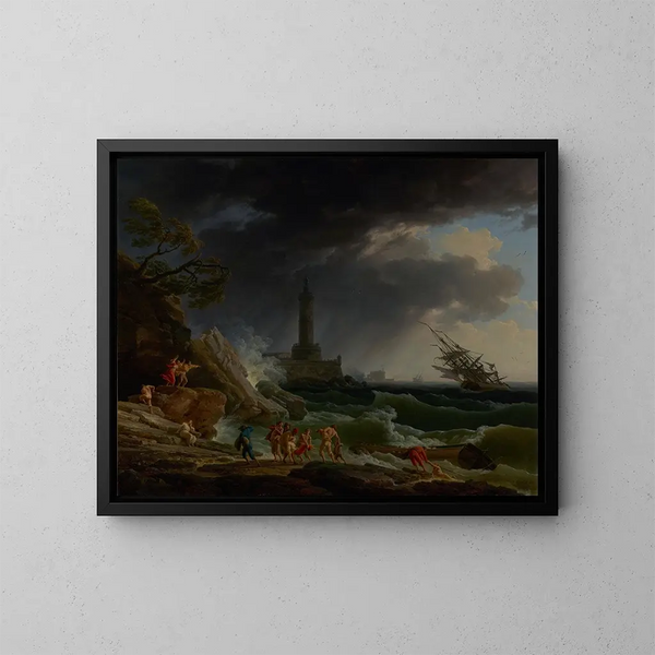 Burza na wybrzeżu Morza Śródziemnego - Claude-Joseph Vernet — oprawiony obraz na ścianie