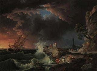 ClaudeJoseph Vernet - A shipwreck with figures coming ashore.webp