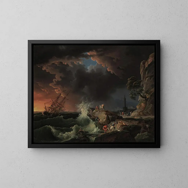 Un naufrage avec des figures débarquant - Claude-Joseph Vernet — oprawiony obraz na ścianie