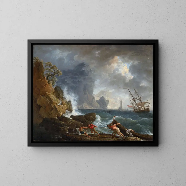 Un port italien par temps orageux - Claude-Joseph Vernet — oprawiony obraz na ścianie