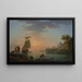 Port śródziemnomorski o zachodzie słońca z rybakiem na pierwszym planie - Claude-Joseph Vernet — oprawiony obraz na ścianie