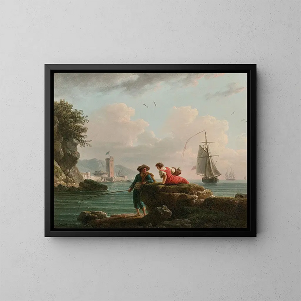Rybacy na śródziemnomorskim wybrzeżu - Claude-Joseph Vernet — oprawiony obraz na ścianie