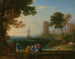 widok na wybrzeże z usunięciem Europy - Claude Lorrain — widok dzieła