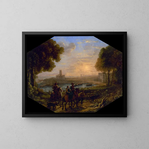 pejzaż z portem Santa Marinella - Claude Lorrain — oprawiony obraz na ścianie