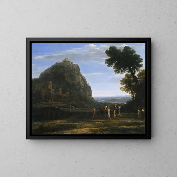 Widok na Delphes z procesją - Claude Lorrain — oprawiony obraz na ścianie