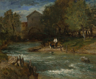 Constant Troyon - Mill Stream with Fishermen.webp
