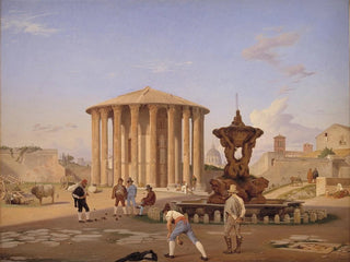 Constantin Hansen - Piazza della Bocca della Verit with the socalled Vesta Temple in Rome.webp