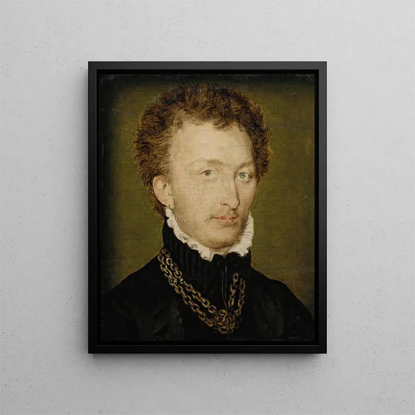 Portret mężczyzny z złotą łańcuszkiem - Corneille de Lyon — oprawiony obraz na ścianie