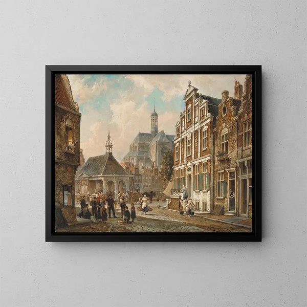 Targ rybny w Groningen - Cornelis Christiaan Dommelshuizen — oprawiony obraz na ścianie
