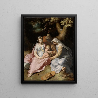 Cornelis Cornelisz Van Haarlem - Taufe Christi Die Heilige Familie mit der Heiligen Elisabeth und dem Johannesknaben im Walde.webp