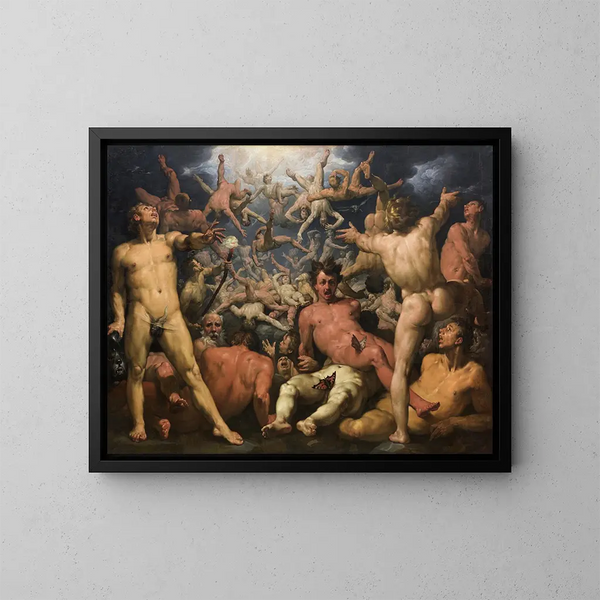 Upadek tytanów - Cornelis Cornelisz van Haarlem — oprawiony obraz na ścianie