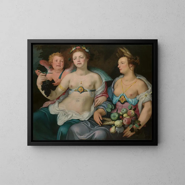 Wenus, Kupidyn i Ceres - Cornelis Cornelisz van Haarlem — oprawiony obraz na ścianie