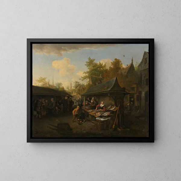 Targ Rybny - Cornelis Dusart — oprawiony obraz na ścianie