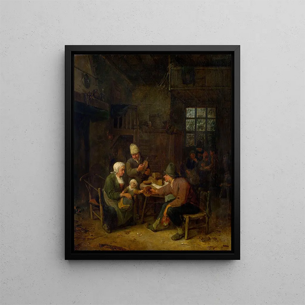 Wnętrza - Cornelis Dusart — oprawiony obraz na ścianie