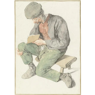Cornelis Dusart - Seated Man Reading Facing Left.webp