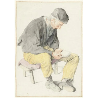 Cornelis Dusart - Seated Man Reading Facing Right.webp