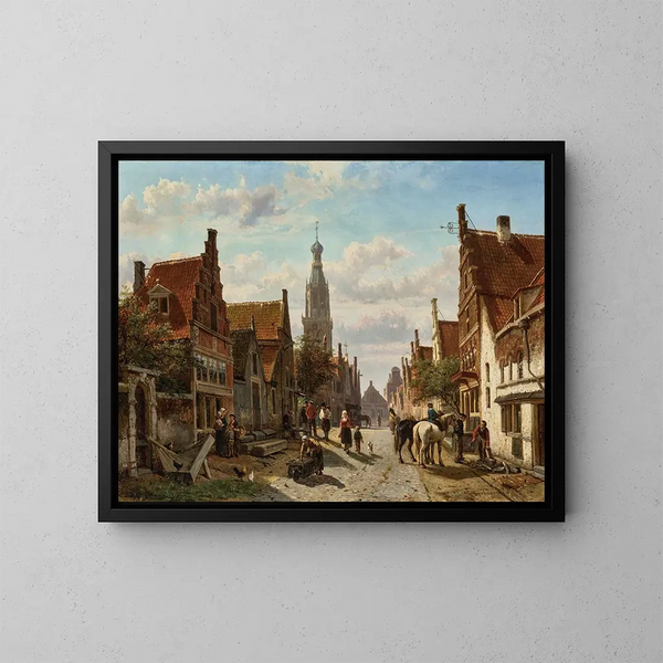 La rue Vijzel à Enkhuizen - Cornelis Springer — oprawiony obraz na ścianie